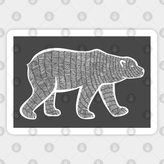 Polar Bear Ink Art - on dark colors Magnet by Green Paladin